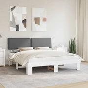 Letto con Testiera Rivestita Grigio chiaro 200 x 200 cm
