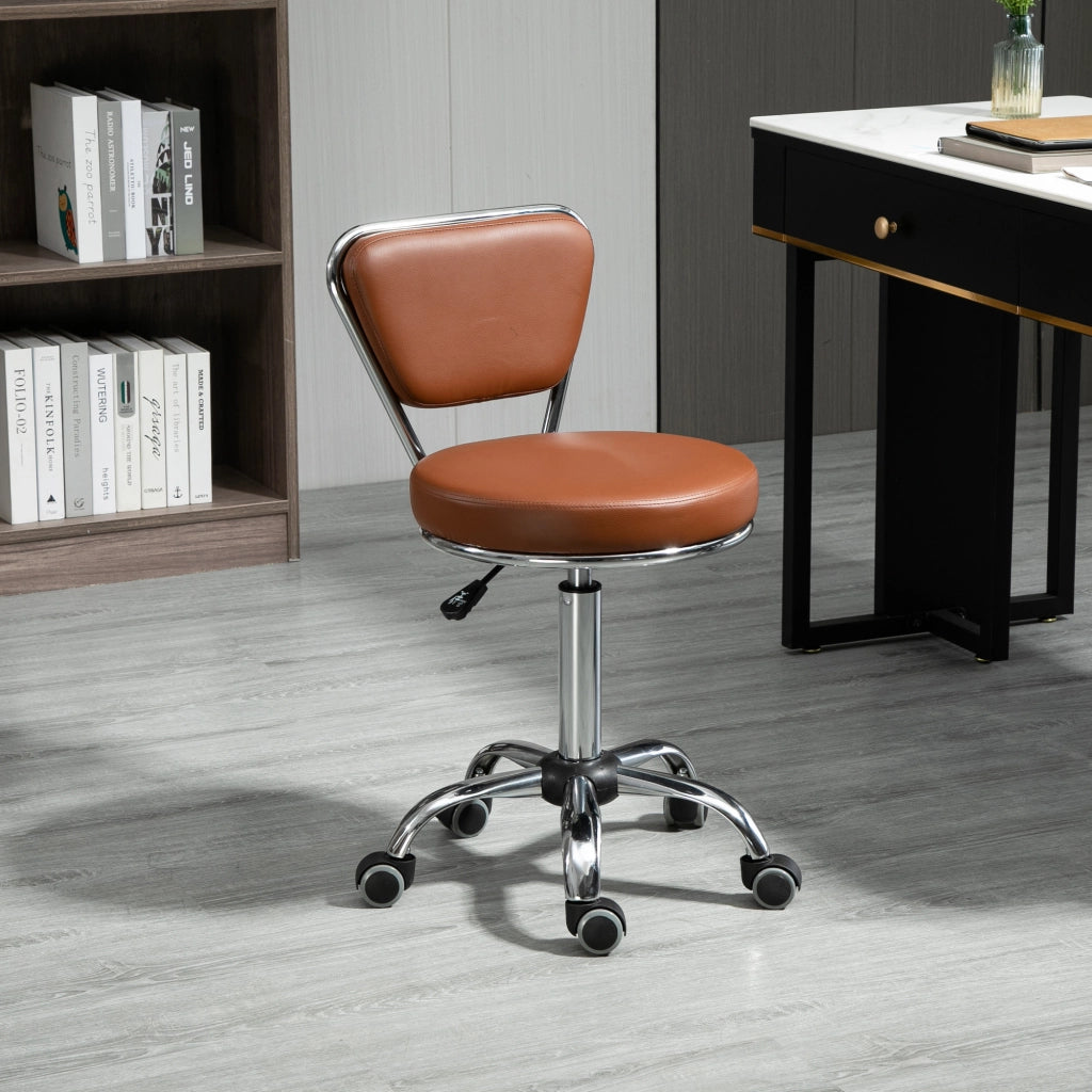 Sgabello da Massaggio Vintage ¨C zephmum ¨C Marrone, Metallo Cromato, 49-64 cm