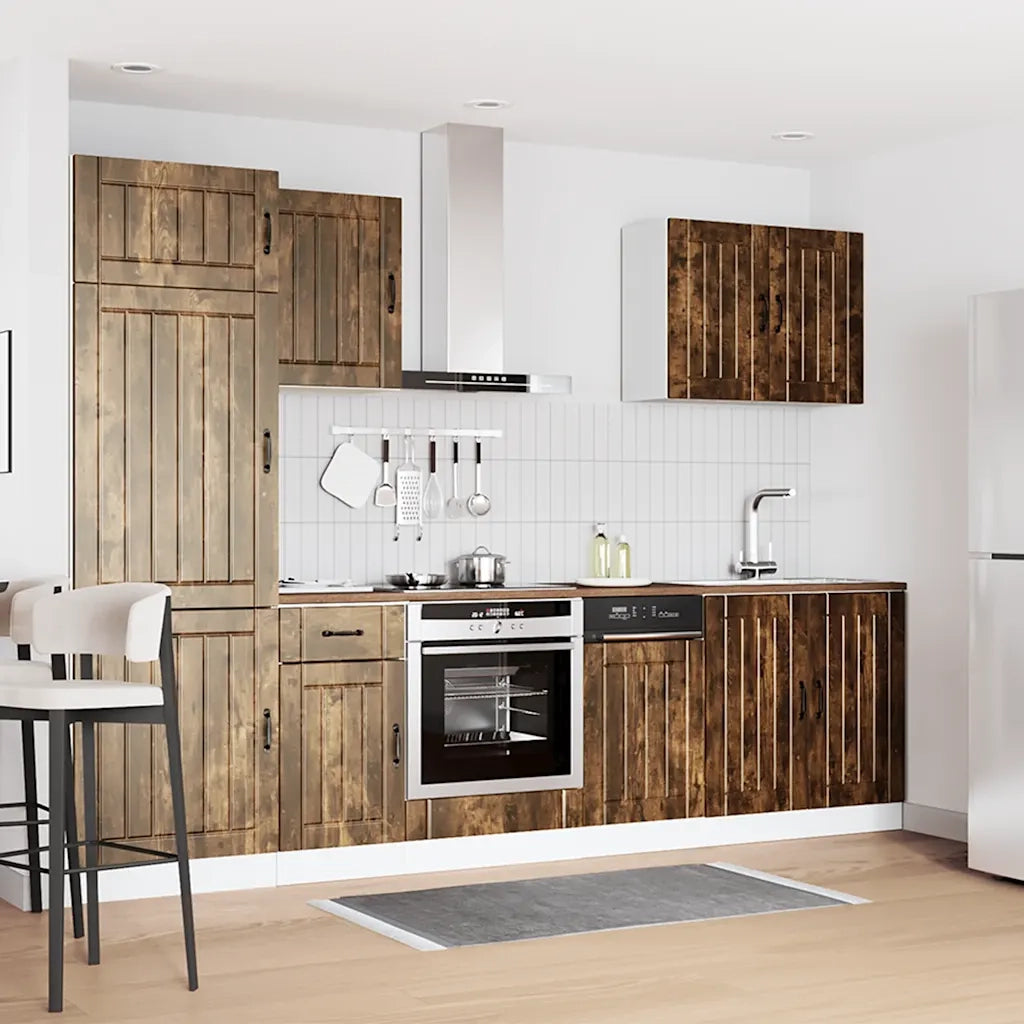 vidaXL Set Mobili da Cucina 7 pz Lucca Rovere Fumo Legno Multistrato