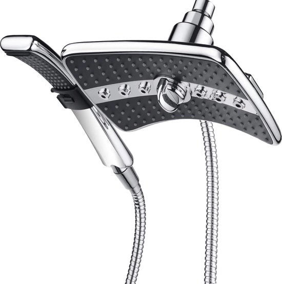 Combinato per doccia - doccia a mano e regolabile - faccia nera - tubo doccia da 60 pollici - acciaio inox