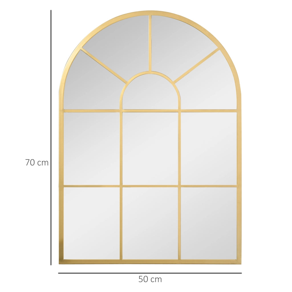 Specchio Moderno a Parete a forma di Arco 70x50 cm per Camera da Letto e Soggiorno. Oro