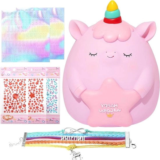 Sacco di risparmio per bambine - personalizzato con adesivi e set di bracciale - regali per compleanno e festival