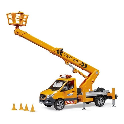 Furgone con piattaforma lavoro luci e suoni bruder 02679 mercedes spri