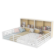 Letto daybed 140x200 cm con sponde di sicurezza; vani laterali e LED; MDF e metallo; bianco