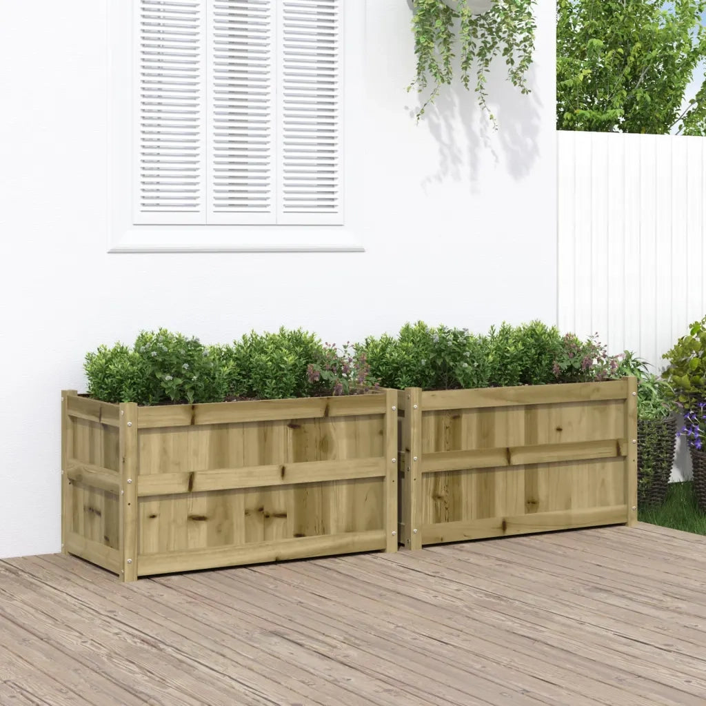 2 pz Fioriere | Cassetta per fiori | Vaso da Giardino in Legno di Pino Impregnato