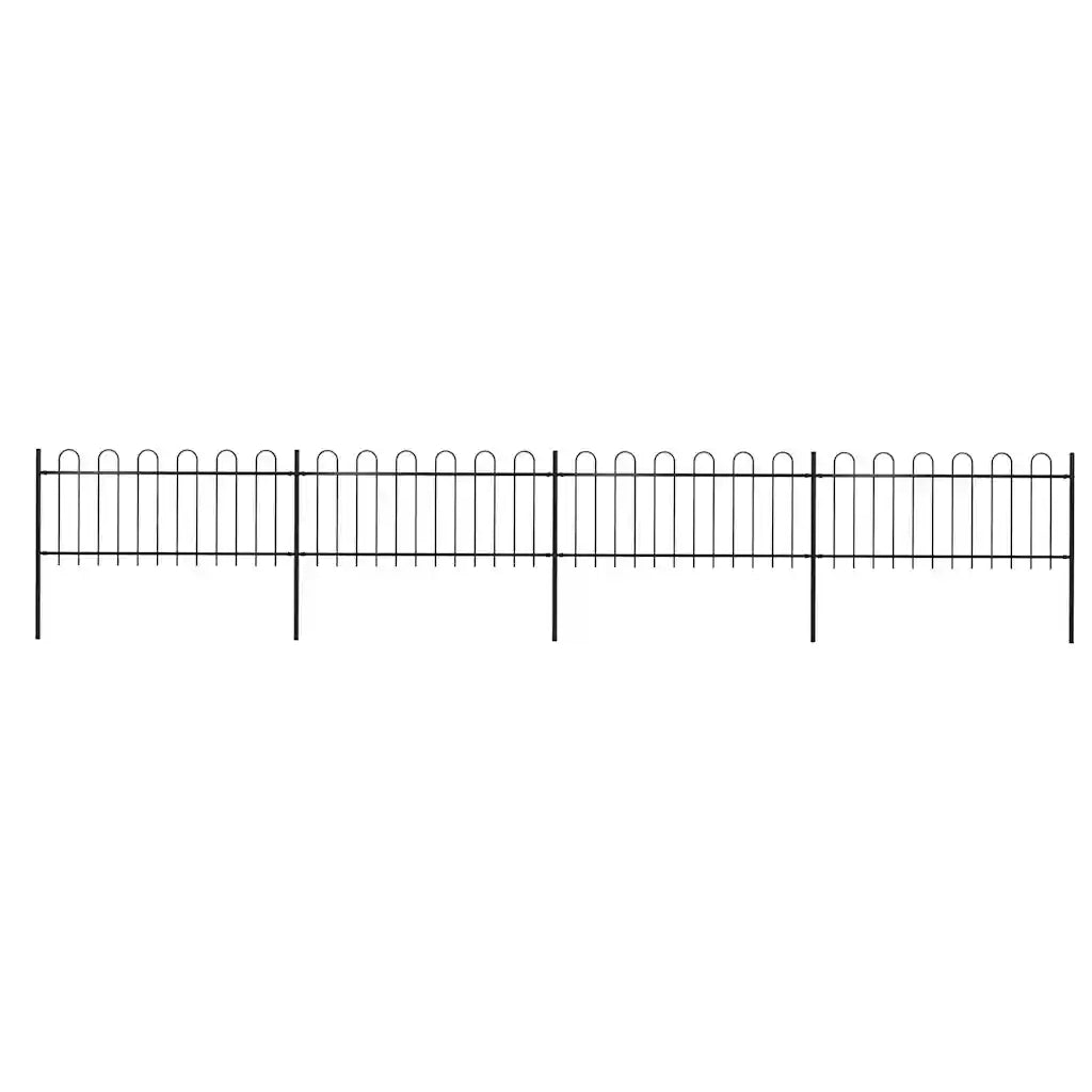 Recinzione da Giardino con Parte Superiore ad Anello in Acciaio 671x80 cm Nero 277650