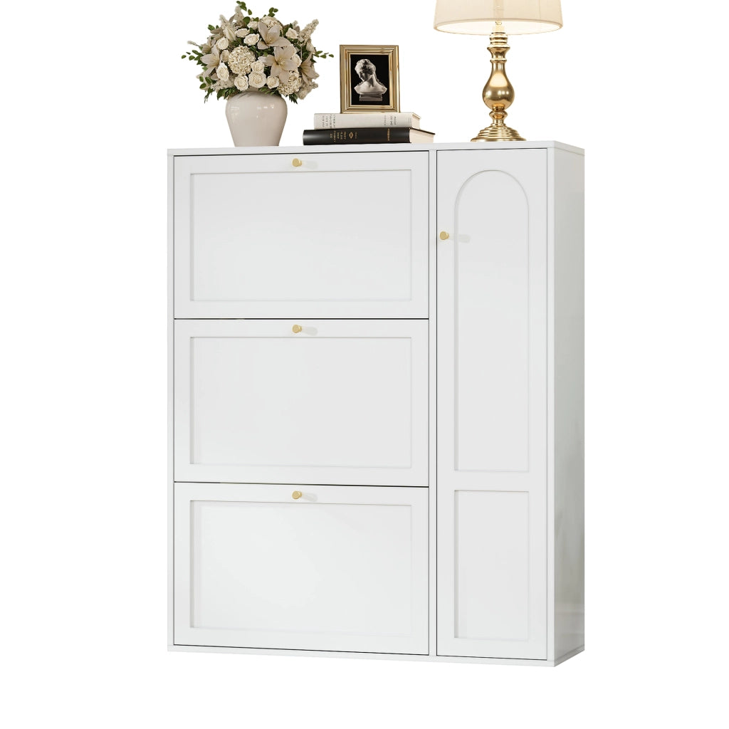 Scarpiera con Ante e Ribaltine ¨C MINIMAL ¨C Bianco, 90x25x114 cm