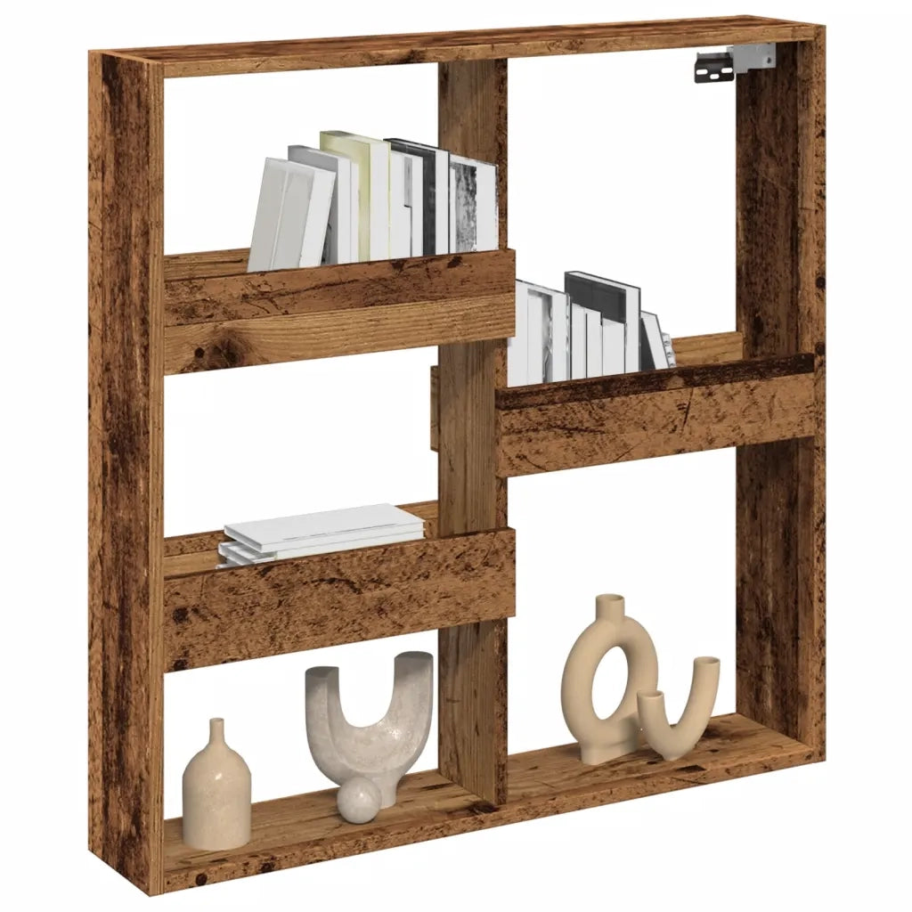 Mobile a Parete Legno Antico 80x15x80 cm in Legno Multistrato