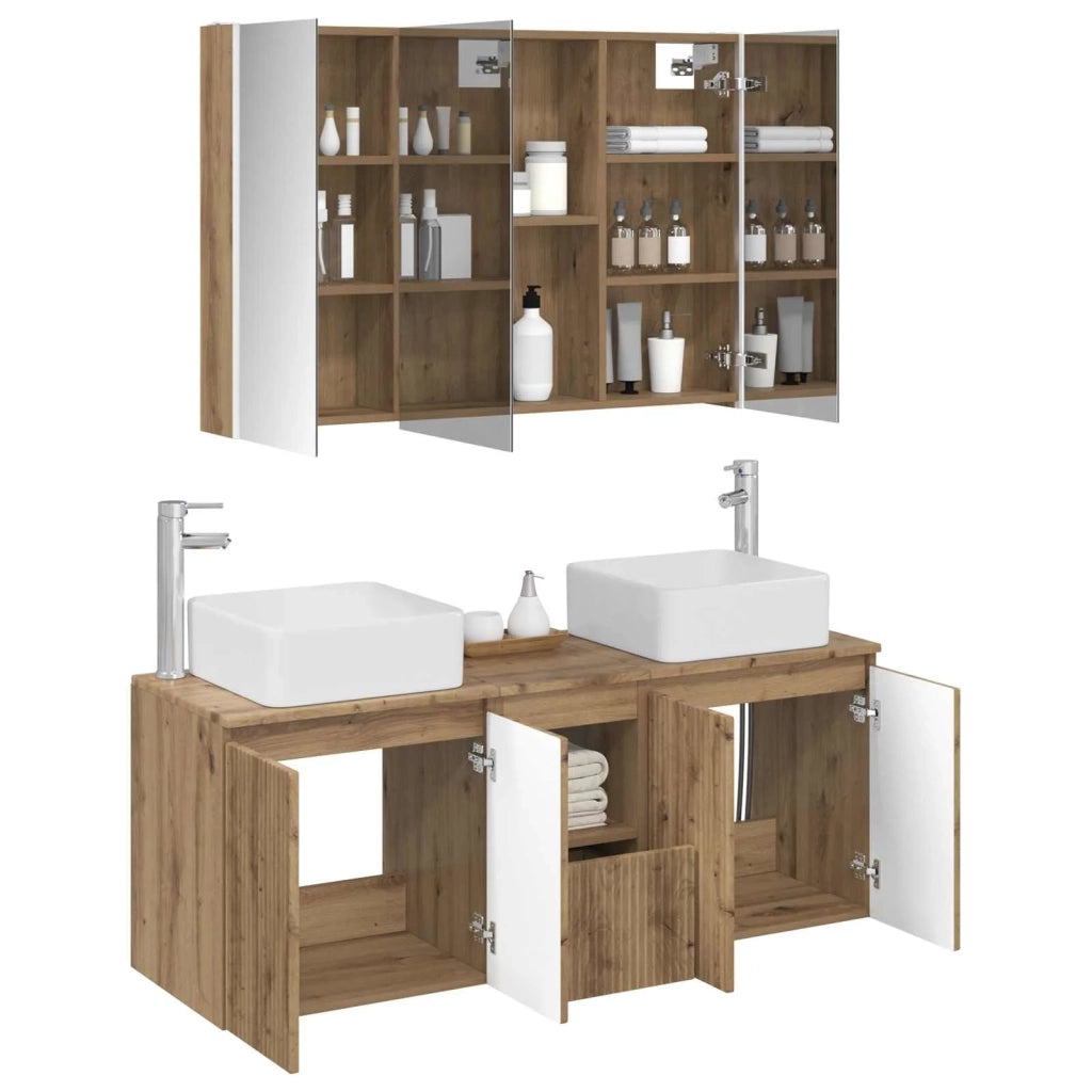 Set di Armadi da Bagno 4 pcs Rovere Artigianale 3406390