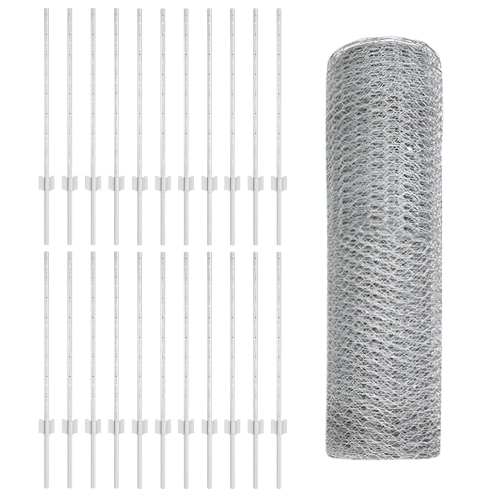 Pali per Recinzione 11 pcs U-Channel 80 cm Acciaio Zincato
