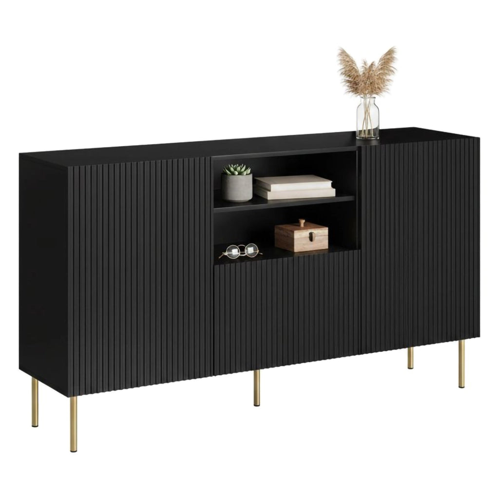 Madia Stornara, Credenza 4 Ripiani, 150x42x82h cm Nero