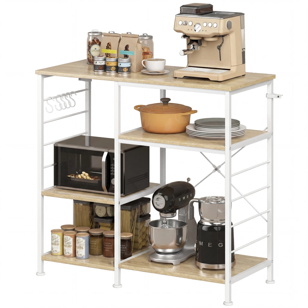 Scaffale Cucina con Ripiani in Legno e Metallo ¨C Zephmum ¨C Rovere, 90x39x83.5 cm