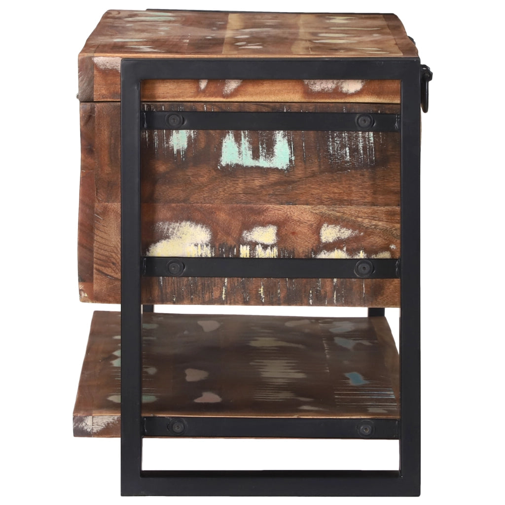 Scatola di stoccaggio multicolore 80x35x45 cm in legno massello di recupero