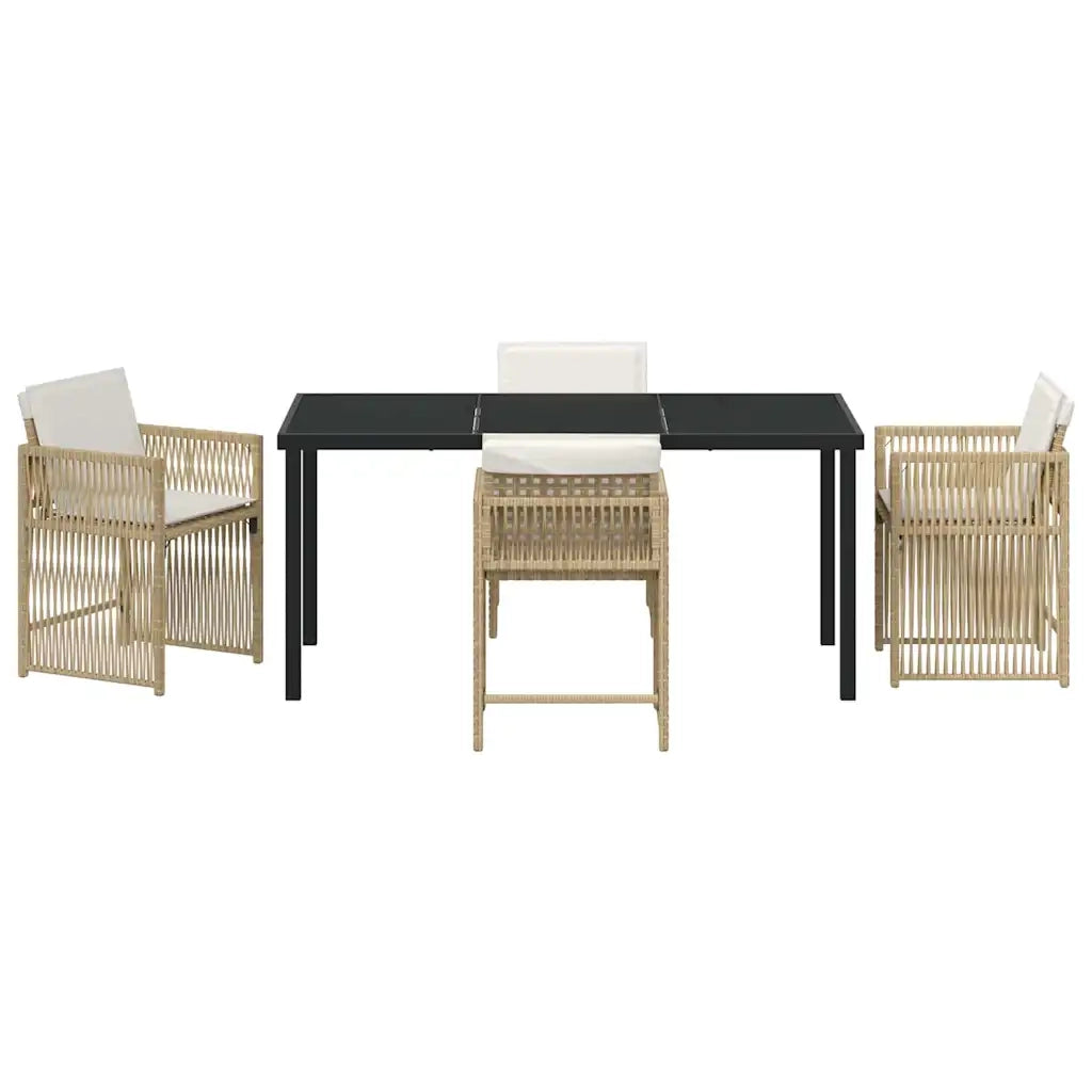 Set da Pranzo per Giardino 5 pcs Beige polyrattan 3380787