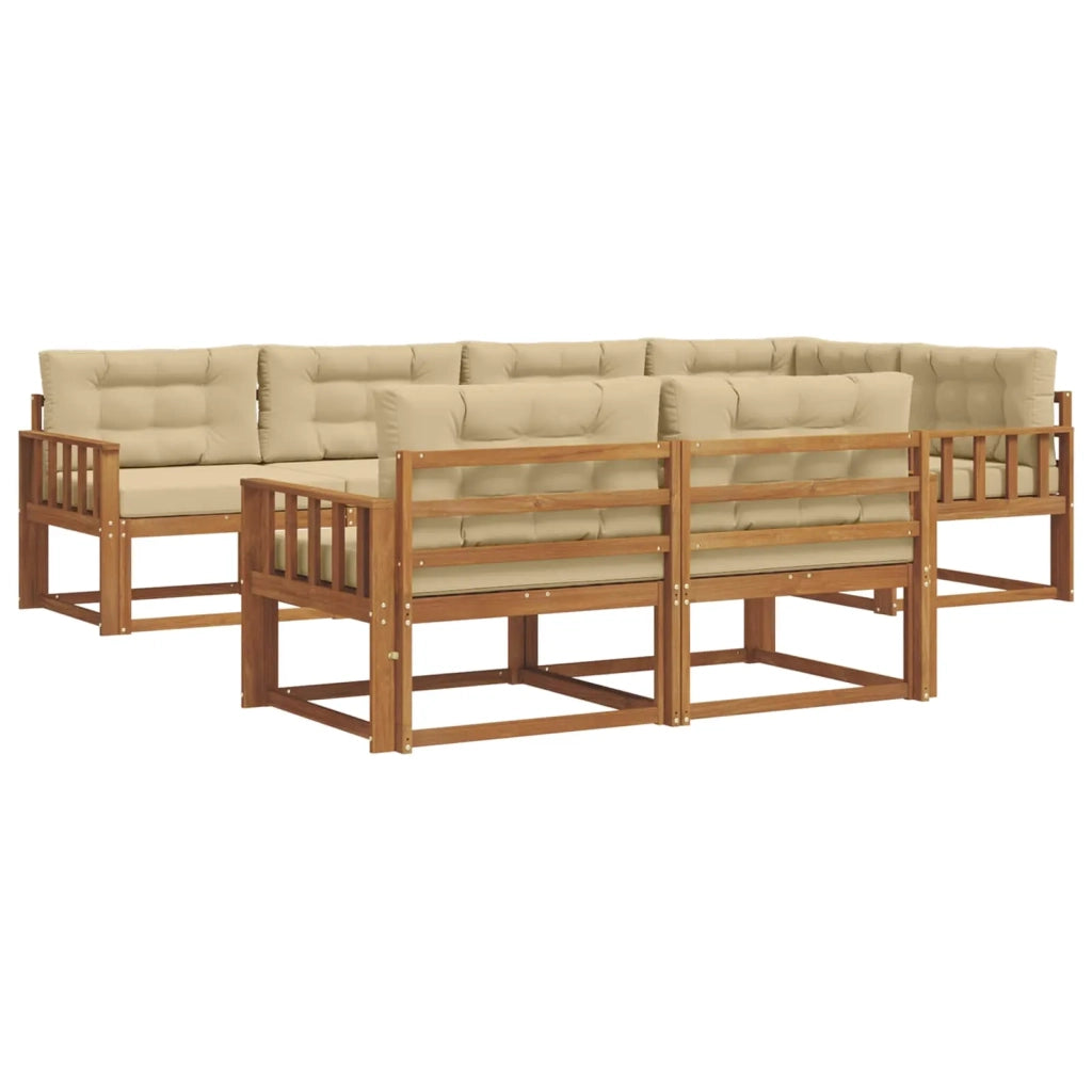 Set di divani da esterno con cuscino 7 pcs Naturale e Beige 3367716