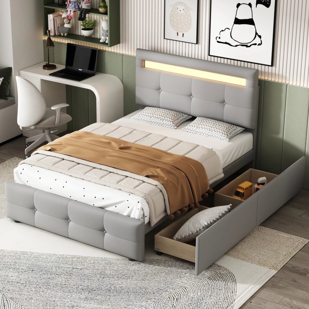letto imbottito lino grigio 90 x 200 cm