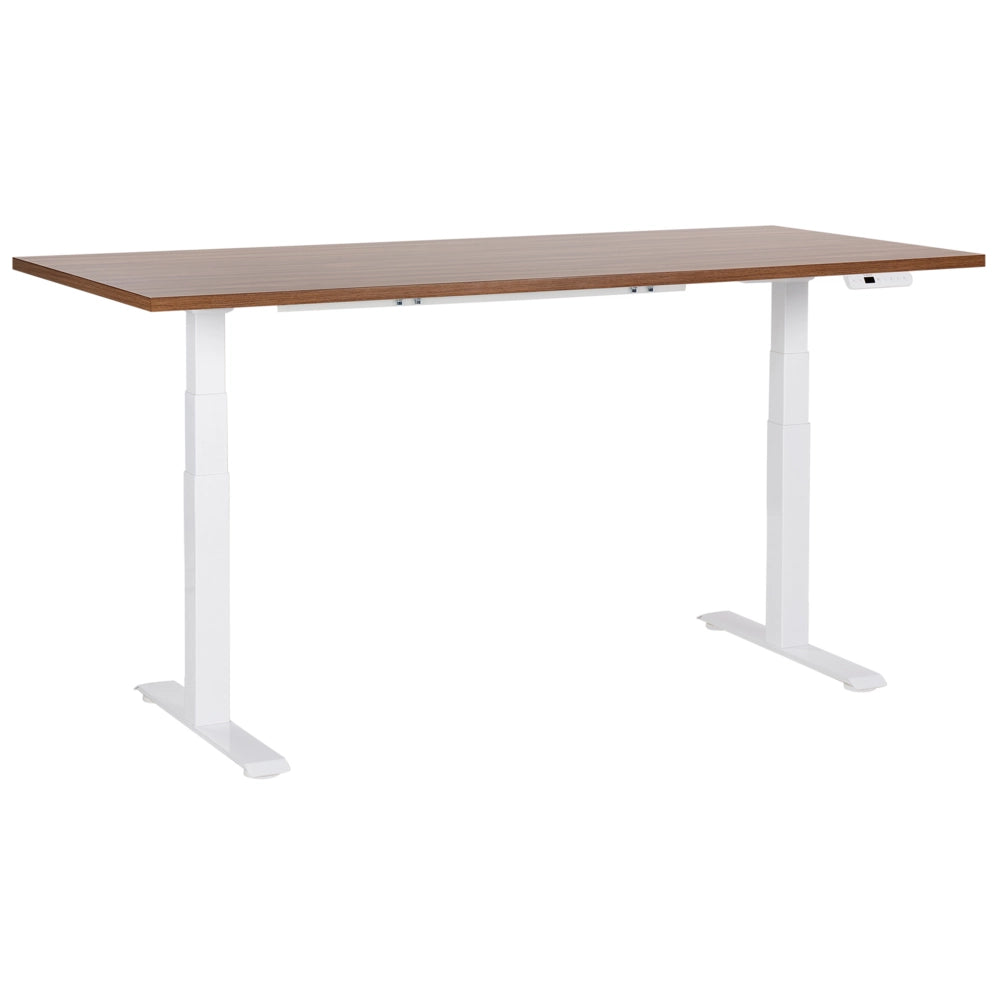 Scrivania regolabile in altezza elettricamente marrone scuro e bianco 180 x 80 cm Struttura in acciaio verniciato a polvere