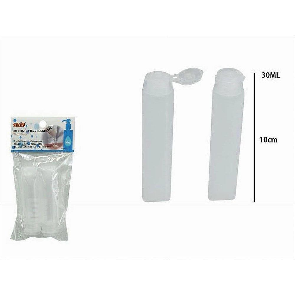 Trade Shop - Set 4pz Bottiglie Da Viaggio Ricaricabili Trasparente 30ml Shampoo Lozioni 79410 -