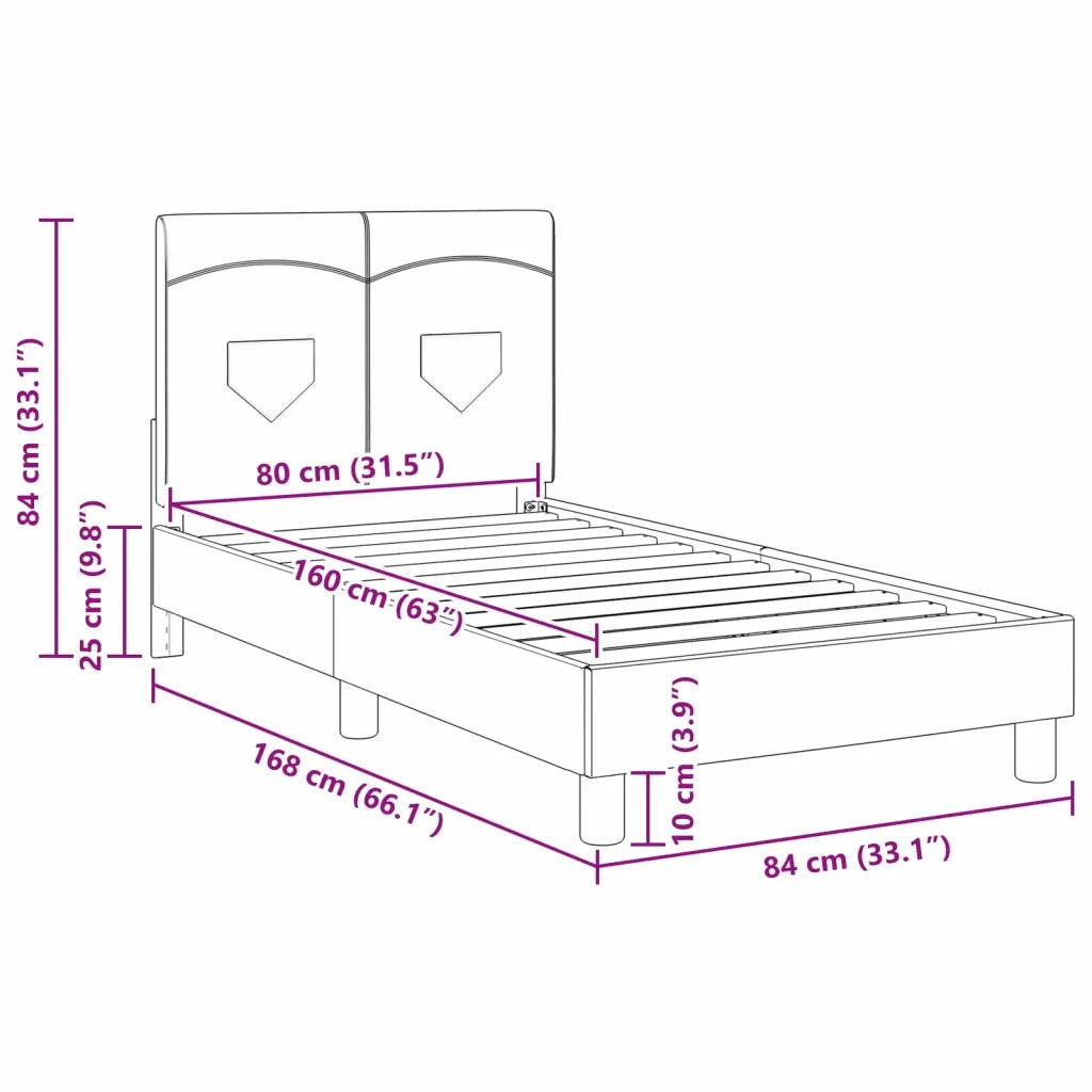 Struttura letto bambini con testata Grigio chiaro 80 x 160 cm