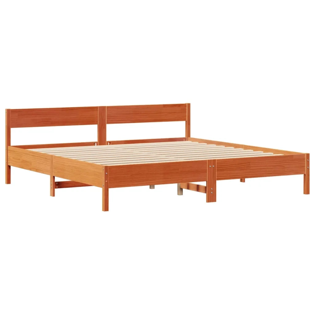 Letto Libreria senza Materasso Marrone Cera 180x200 cm in Pino