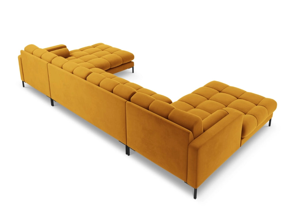 Cosmopolitan Design - Divano panoramico "Bali" 7 posti in velluto giallo 