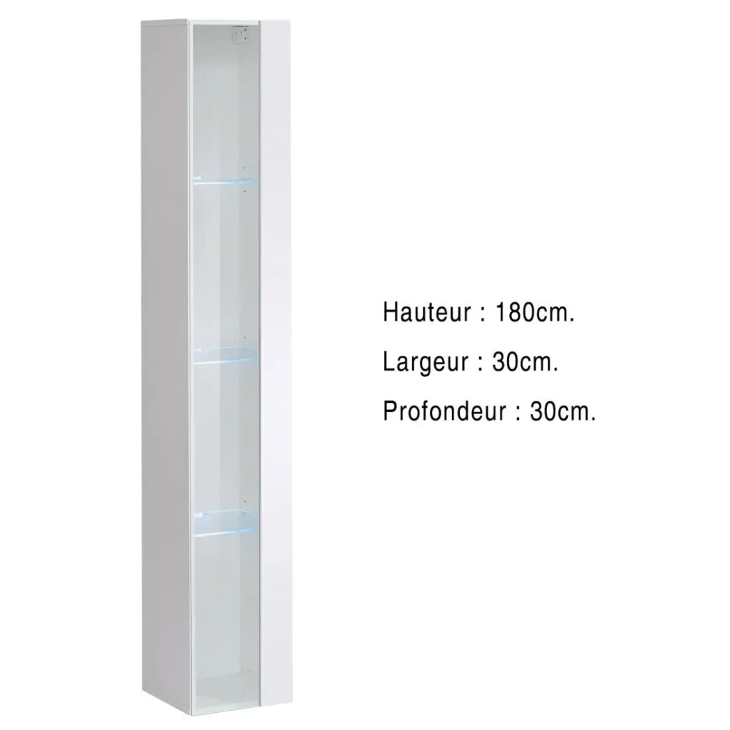 Vetrina sospesa – Bianco – Collezione SWITCH – Porta in vetro e LED inclusi – Modello grande