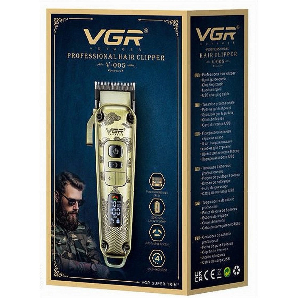 Trade Shop - Tagliacapelli In Metallo Display Led 4 Velocità Ricarica Usb Con 8 Pettini V-005 -