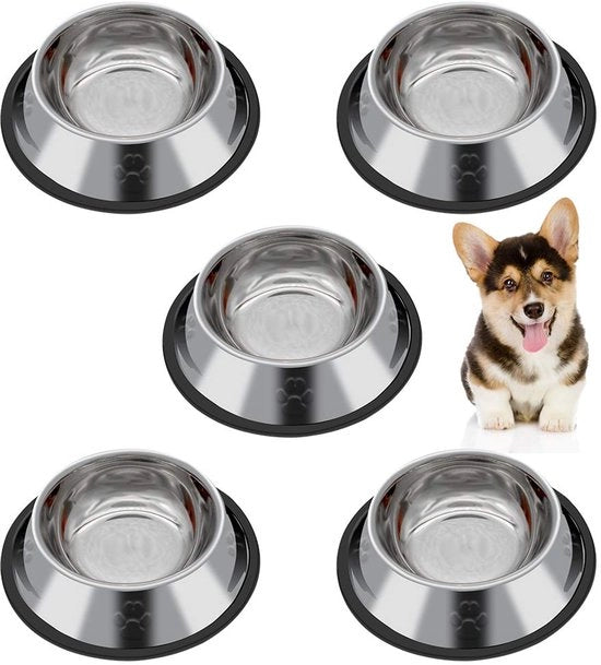 5-delice ciotola per cani in acciaio inossidabile, set di ciotola per gatto con antiscivolo, ciotola per cibo sicura, ciotola per acqua per gatto, cane, hamster, cucciolo e piccoli animali (dimensioni: 15,6 * 3,5 cm)