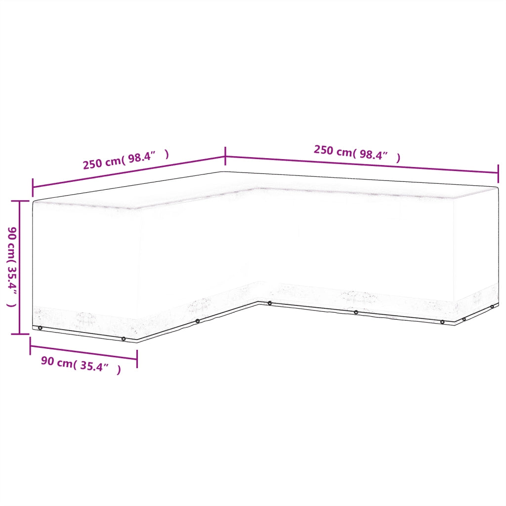 Telo per Mobili da Giardino Forma a L 12 Occhielli 250x250x90cm 48631