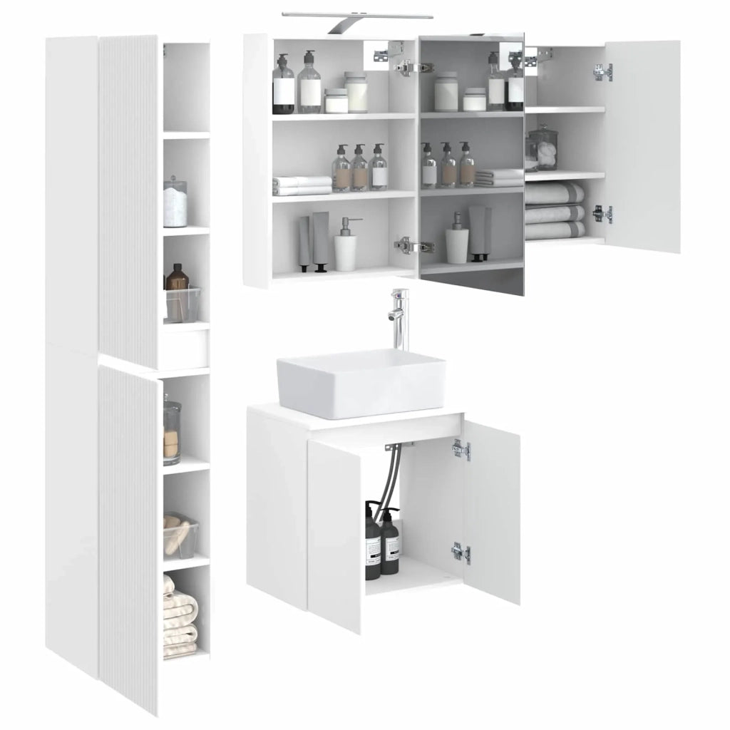 Set di Armadi da Bagno 5 pcs Bianco 50 x 14,5 x 70 cm 3407311