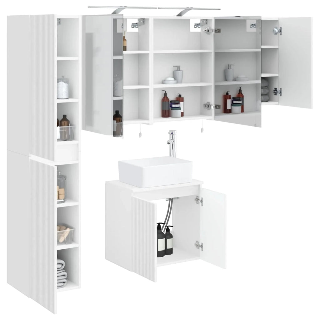 Set di Armadi da Bagno 5 pcs Bianco 50 x 14,5 x 70 cm 3407311