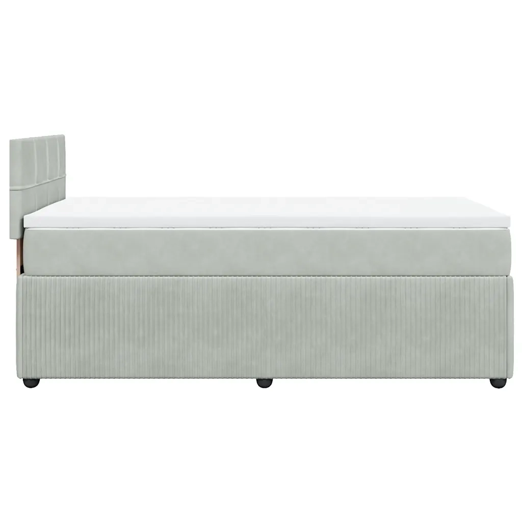 Giroletto a Molle con Materasso Grigio Chiaro 90x190 cm Velluto