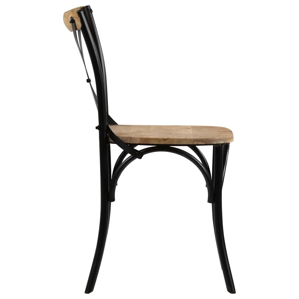 Sedie a Croce 6 pz Nere in Legno Massello di Mango 278774
