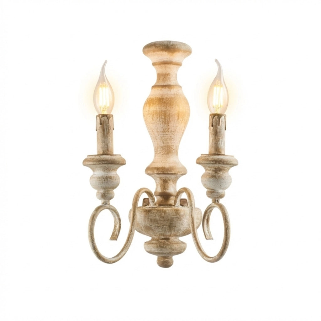 Applique Shabby Chic Cascina Bianco Tortora Vintage 2 Luci E14