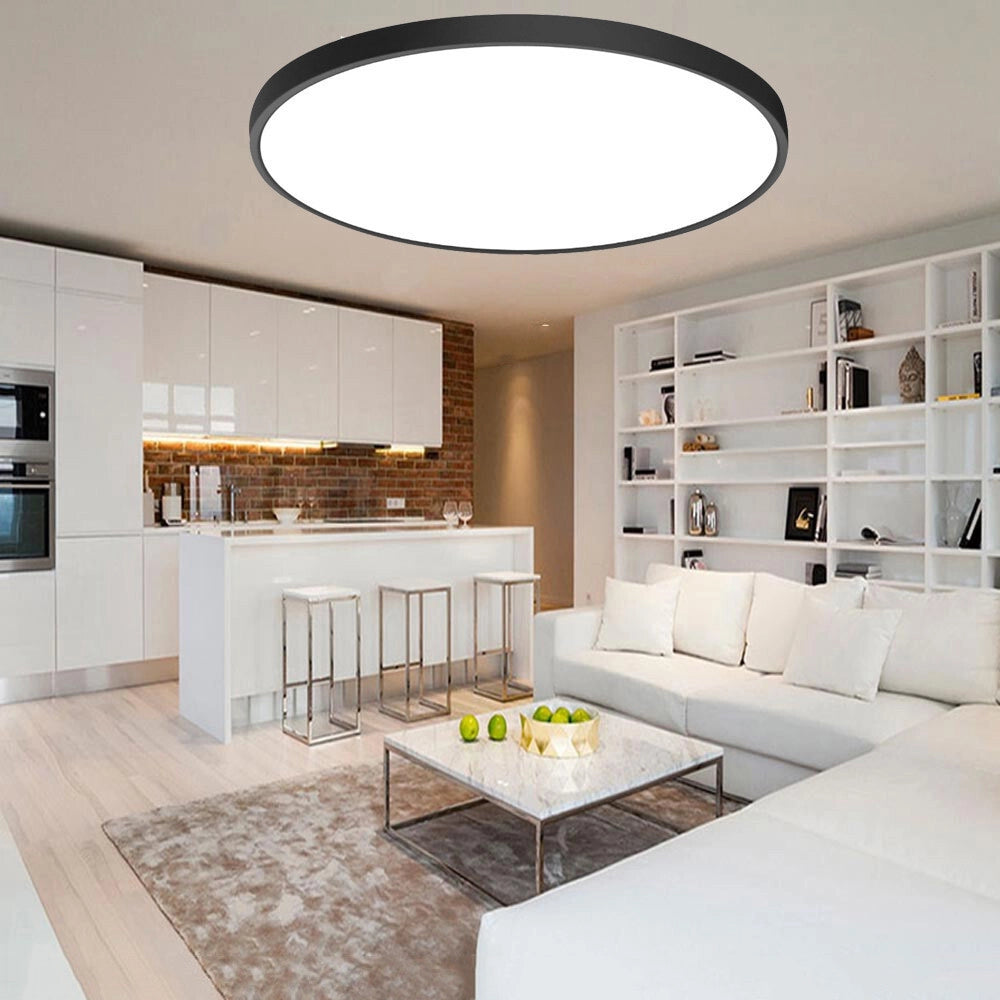 Trade Shop - Plafoniera A Led Slim 45 W Ip40 Con Tecnologia Cct Da 6500k A 2700k Con Switch Lv600-3c - Nero