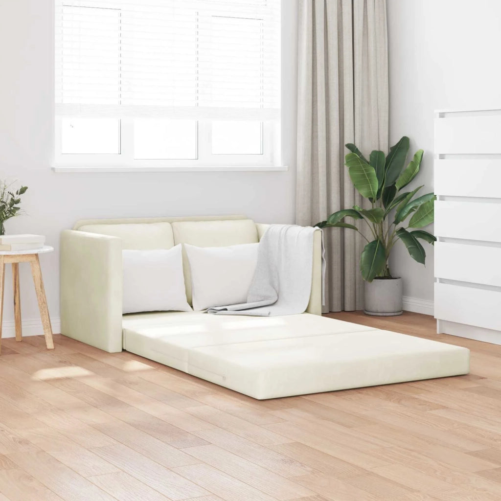 Divano letto Crema 204 x 122 x 60 cm Velluto 42007952