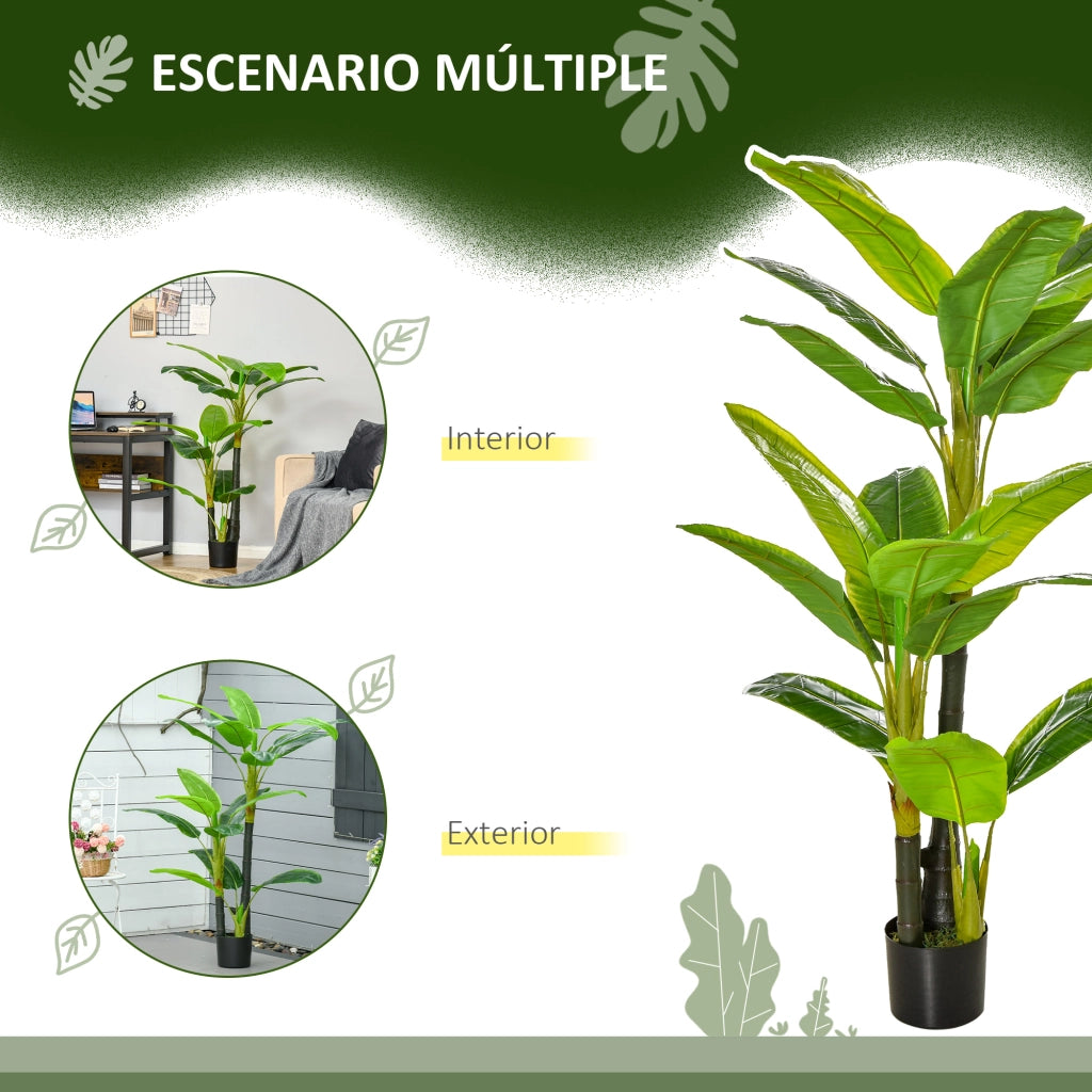 Planta Artificial Verde 150 cm con Vaso ¨C zephmum ¨C 18 Foglie Decorazione Giardino