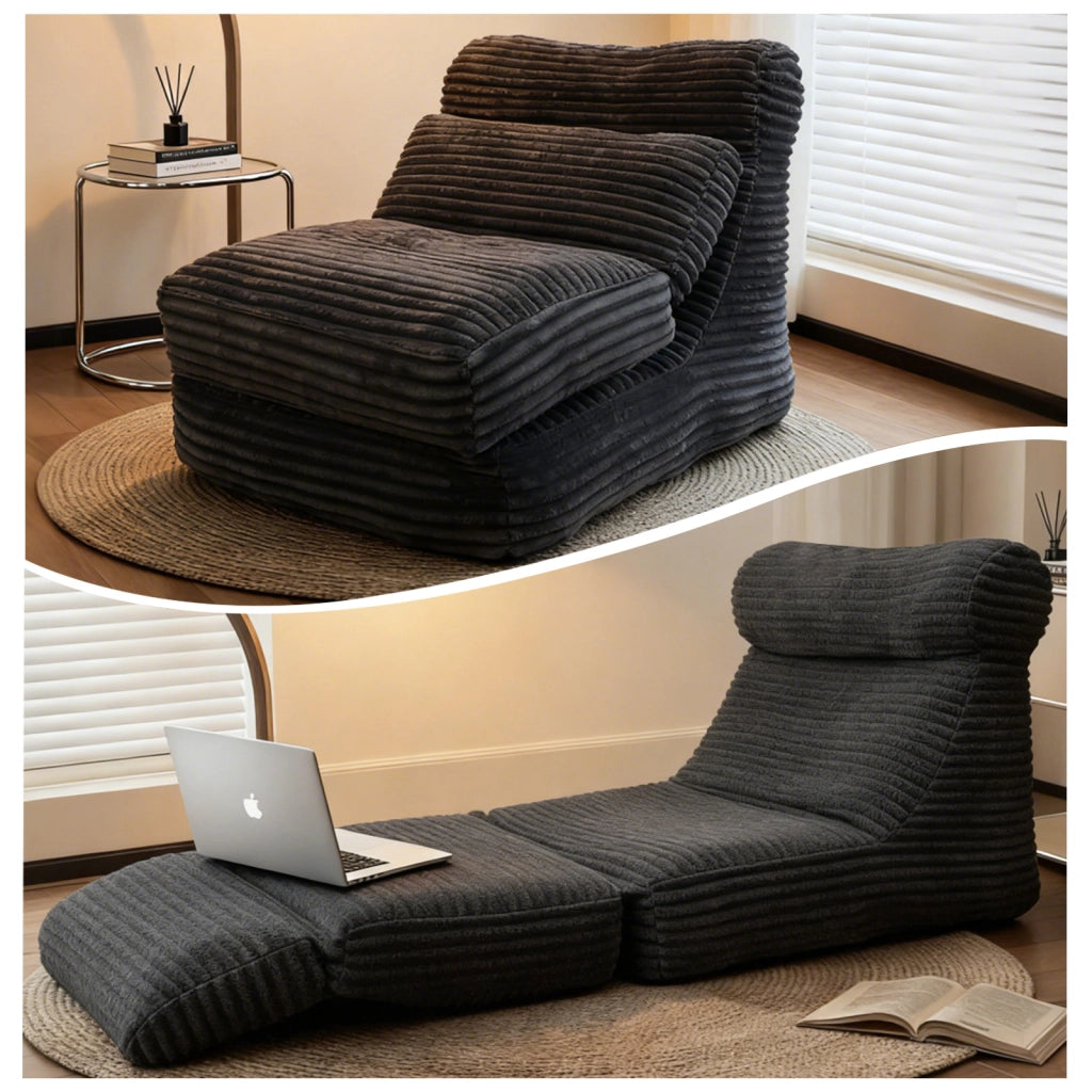 POLTRONA Convertibile 2 in 1 190 cm Flanella Nera