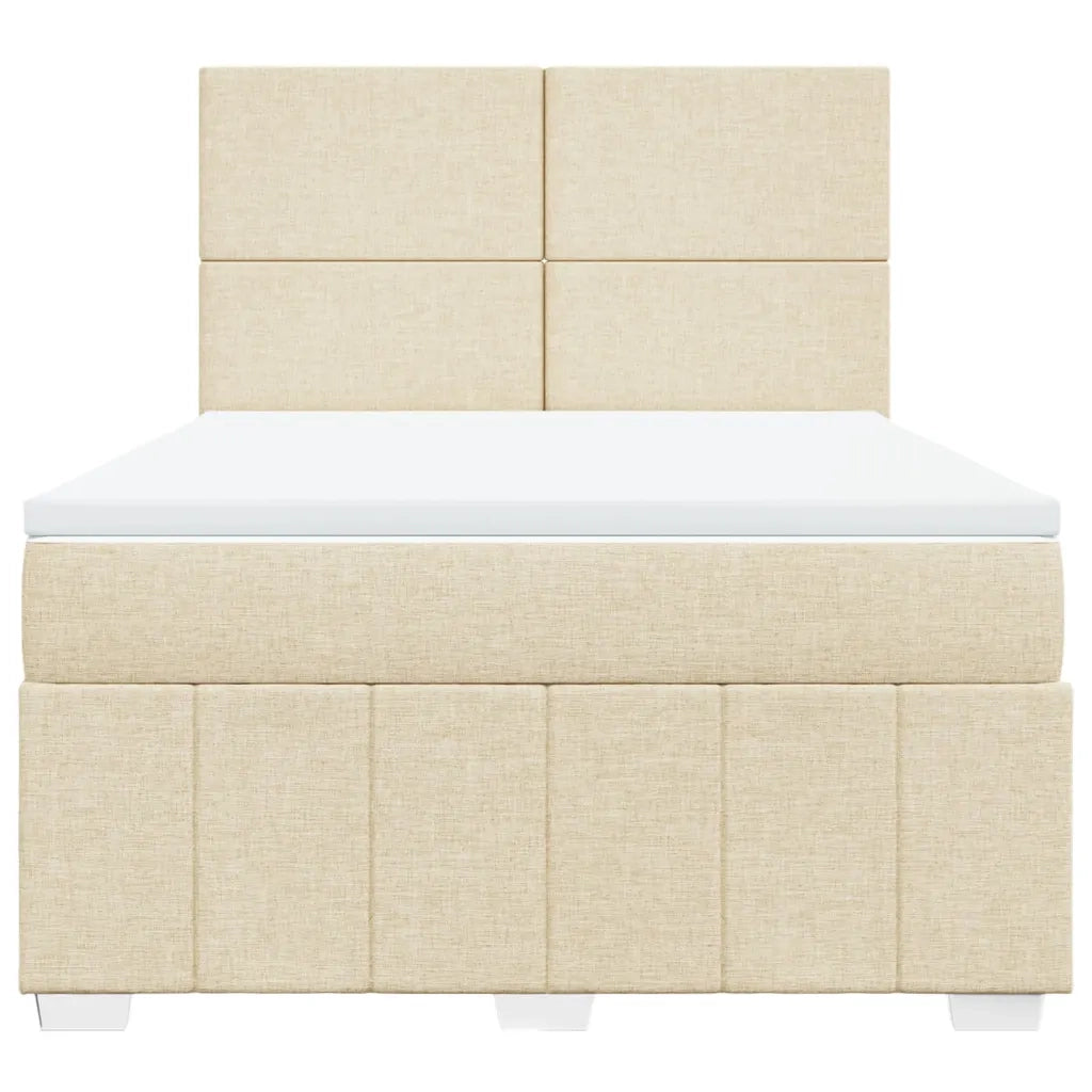 Giroletto a Molle con Materasso Crema 160x200 cm in Tessuto
