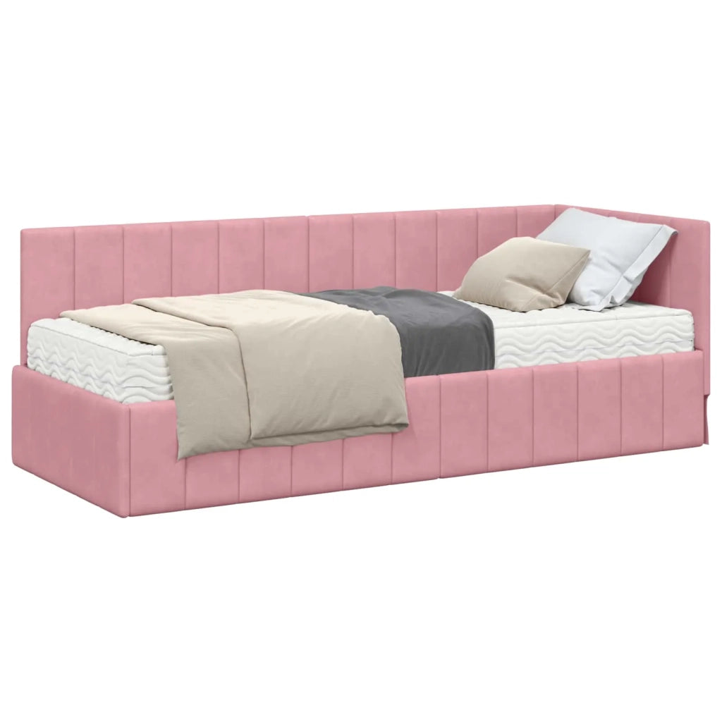 Struttura Letto Angolare con Materasso 2 pcs Grigio Velluto