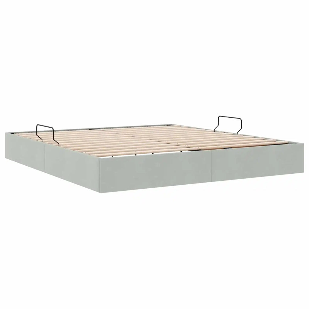 Letto ottomano Grigio Chiaro 160 x 200 cm Velluto