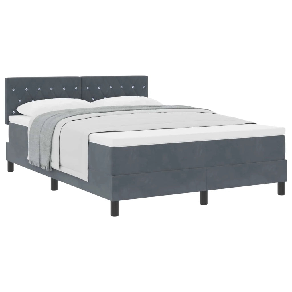 Letto a molle con materasso Grigio scuro 140 x 200 cm Velluto 3339111
