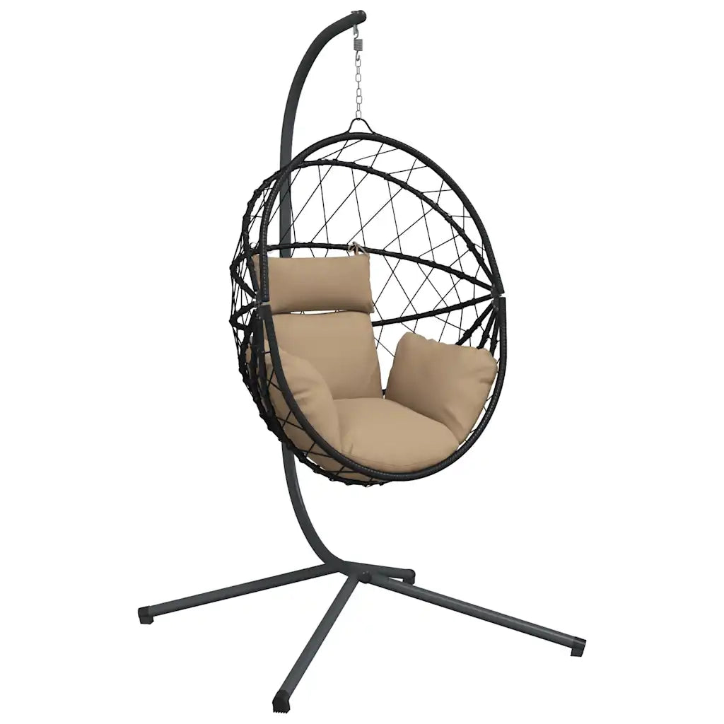 Sedia a Uovo Sospesa con Supporto Tortora Polyrattan e Acciaio CFW6798328