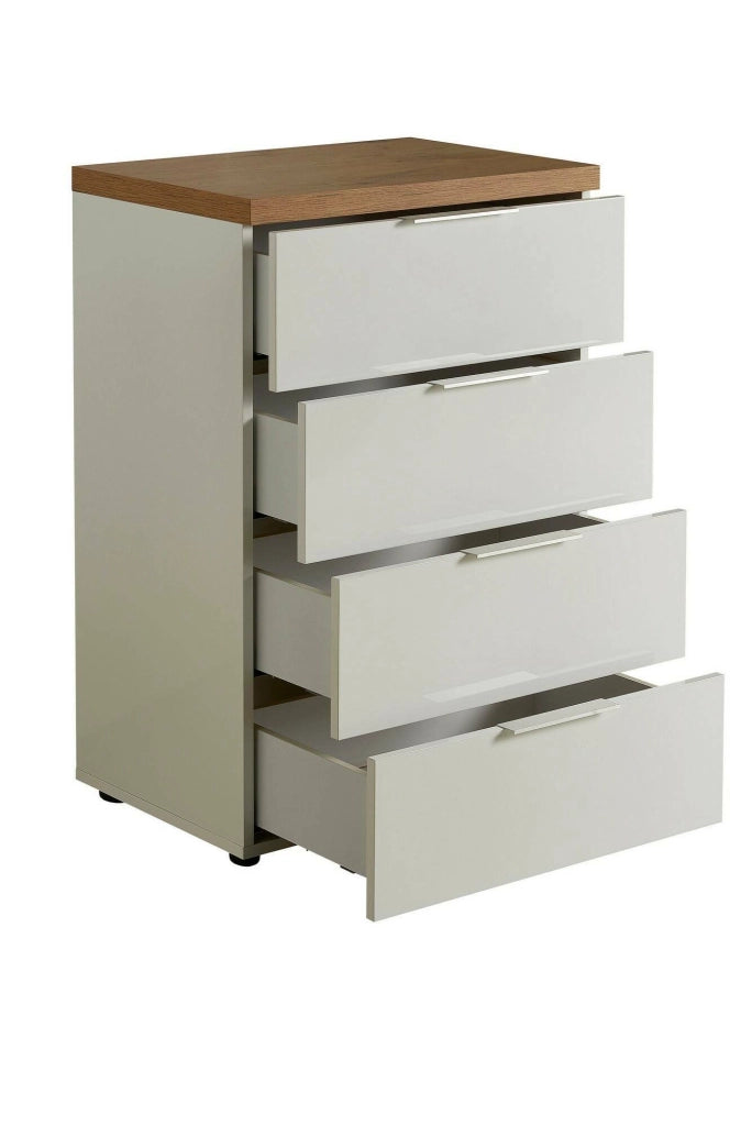 Amman, Cassettiera 4 Cassetti Made in Italy, 60x43x89h cm Bianco Lucido