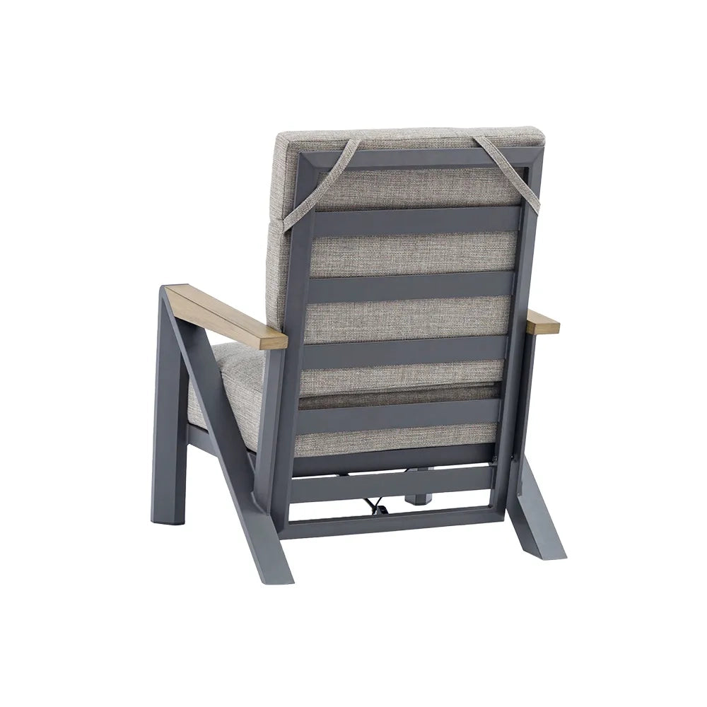 Tempo Style - Salottino Lounge KEA PLUS in alluminio antracite | Lounge da giardino con divano, tavolo, 2 poltrone e cuscini | Set di mobili da giardino in metallo da 5 persone
