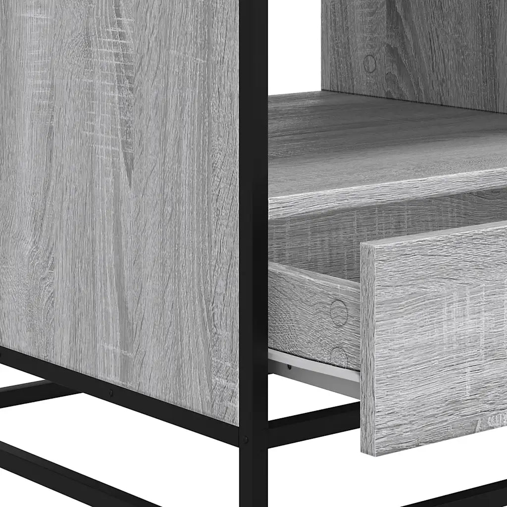 Tavolino Grigio Sonoma 100x50x45 cm Legno Multistrato e Metallo