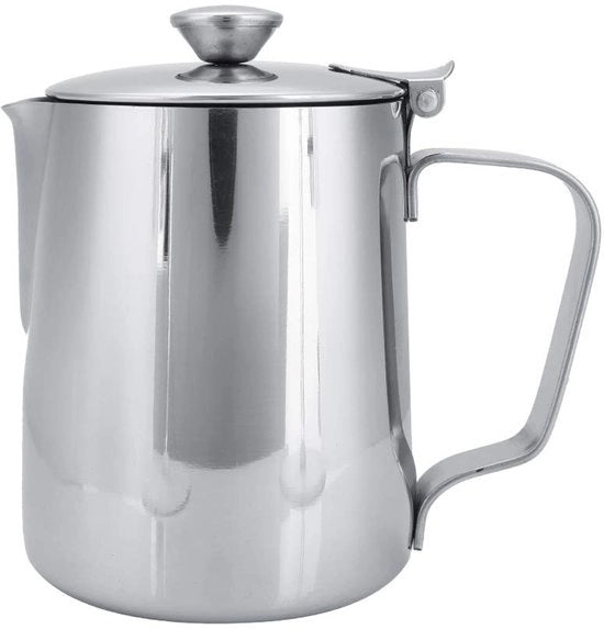 Melkopschuimkan 350ml in acciaio inossidabile - senza fuoriuscita - maniglia ergonomico - coperchio - sicuro e duraturo - melkkan