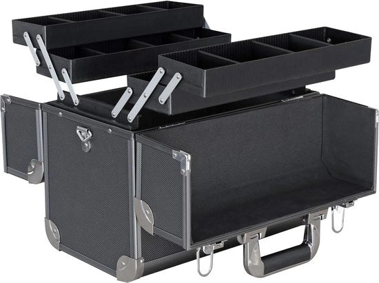 Cassetto di stoccaggio per strumenti in alluminio con pareti divisorie individuali 365 x 35 x 22 cm nero Cassetto di stoccaggio per strumenti in alluminio