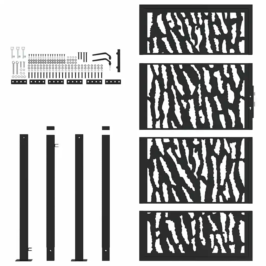 Cancello da giardino nero 100x175 cm in acciaio con design a traliccio 4100982