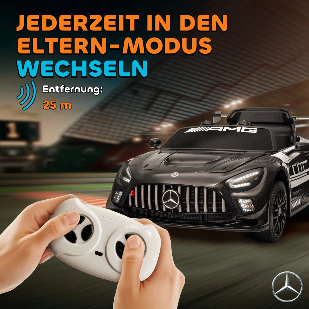 Auto elettrica Mercedes per bambini ¨C zephmum ¨C 12V, nero, LED, 3-8 anni